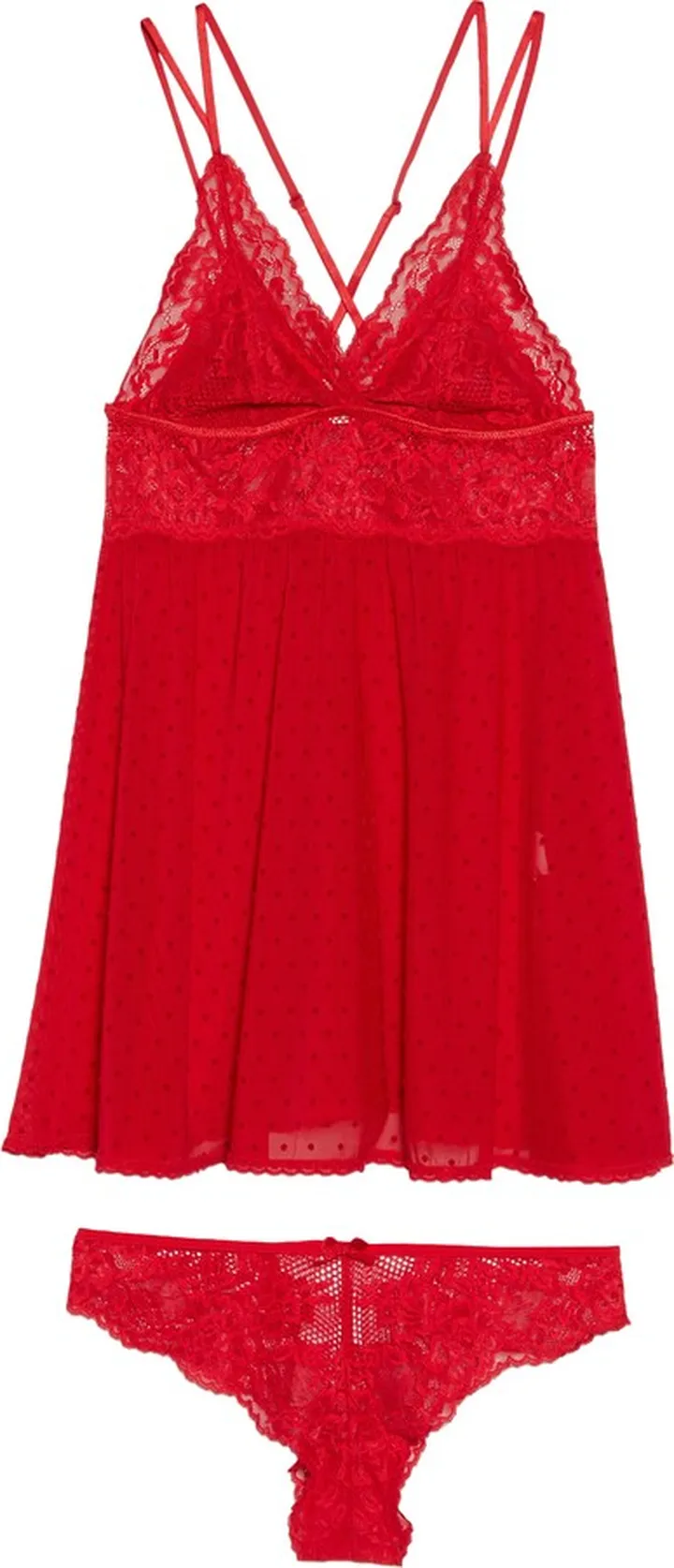 Beatriz Dot Mesh & Lace Babydoll Chemise