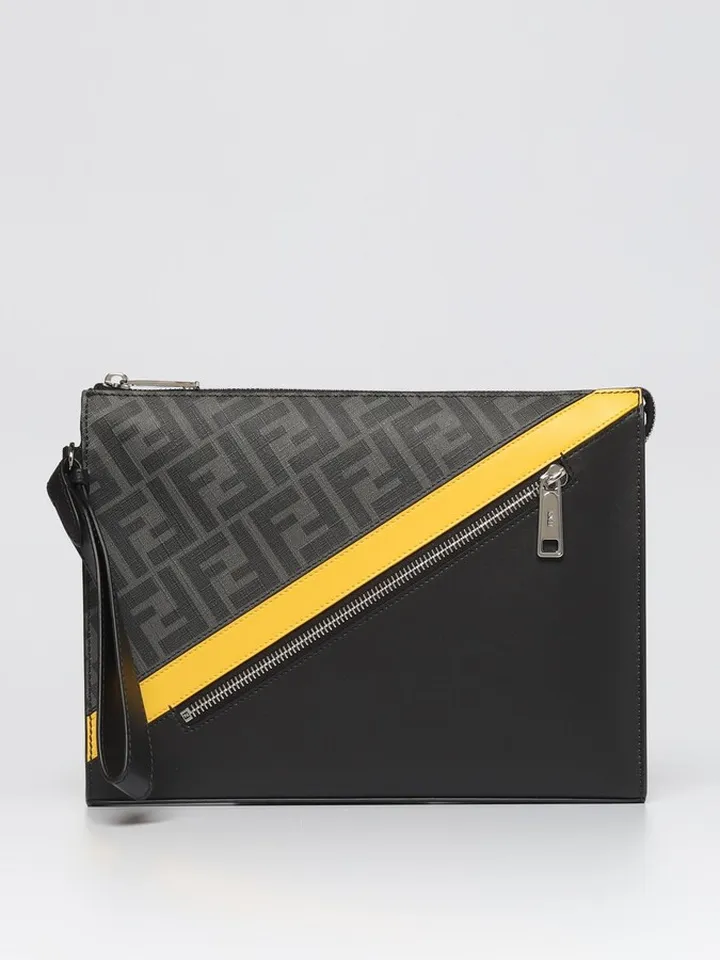 Fendi clutch in coated cotton and leather