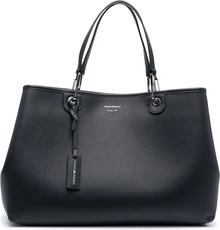 Logo-Charm Leather Tote Bag