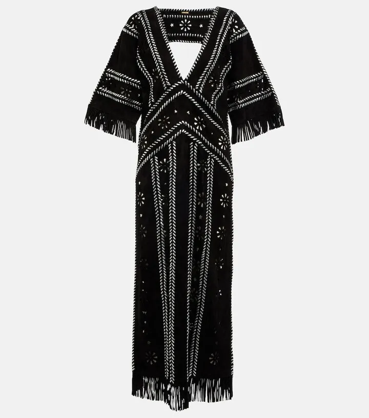 Brett suede cutout midi dress