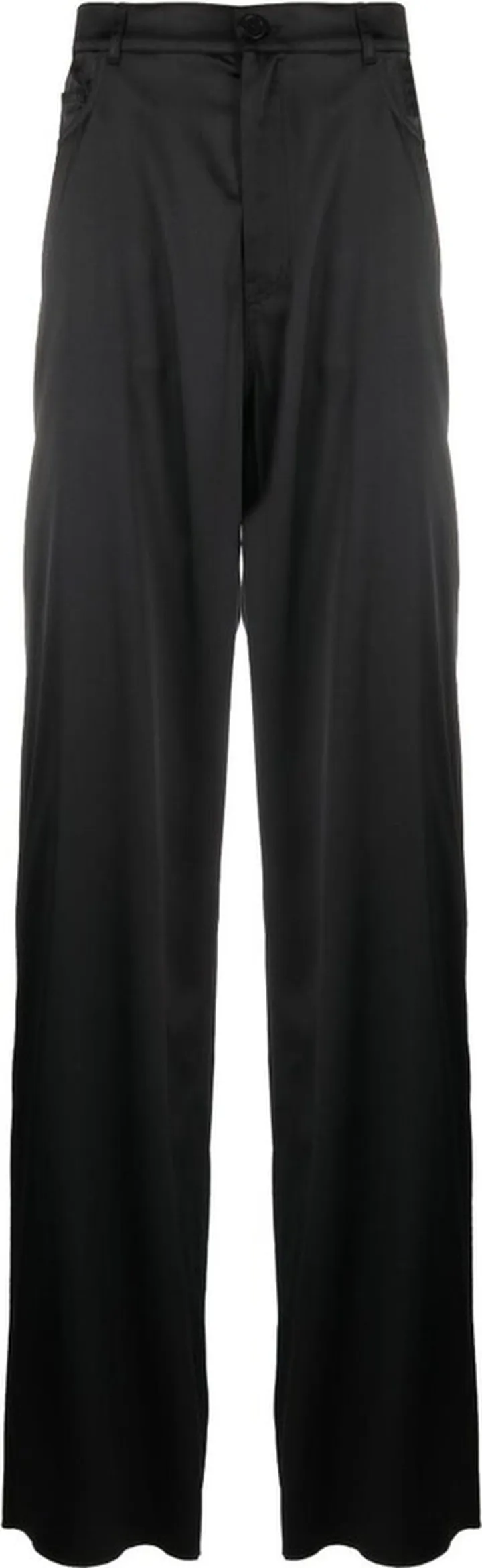 Black Wide Leg Stretch Satin Trousers