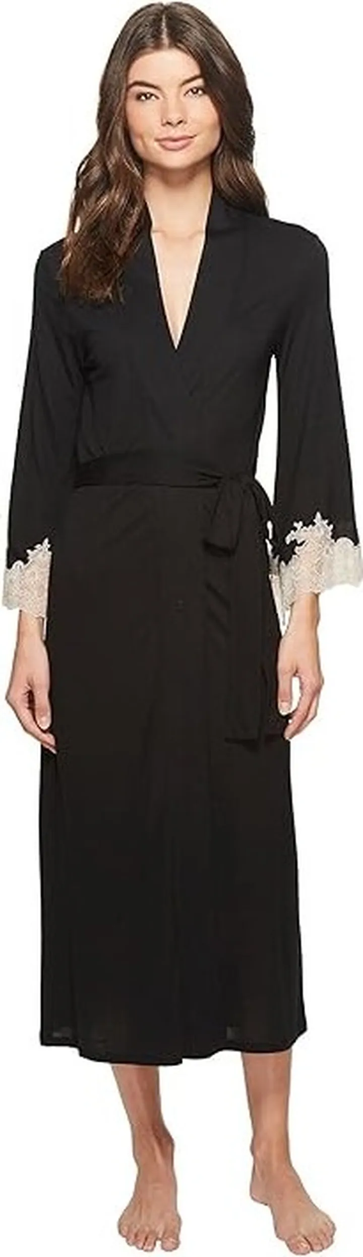 Natori Luxe Shangri-La Robe (Black) Women's Robe