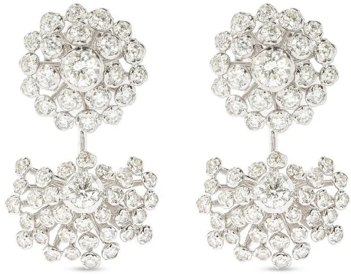 18kt recycled white gold Marguerite diamond ear jackets