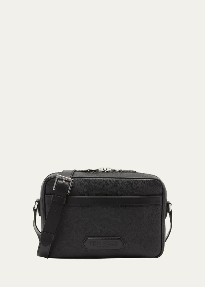 Men's Small Zip Leather Crossbody Bag
