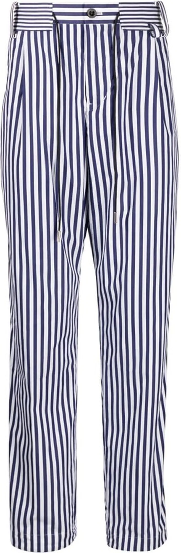 Striped Drawstring-Waist Cotton Trousers