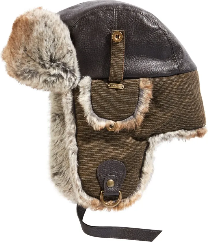 Stetson Men's Canvas Faux-Leather Trapper Hat