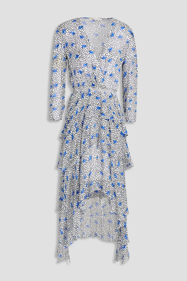 Wrap-effect floral-print georgette mini dress