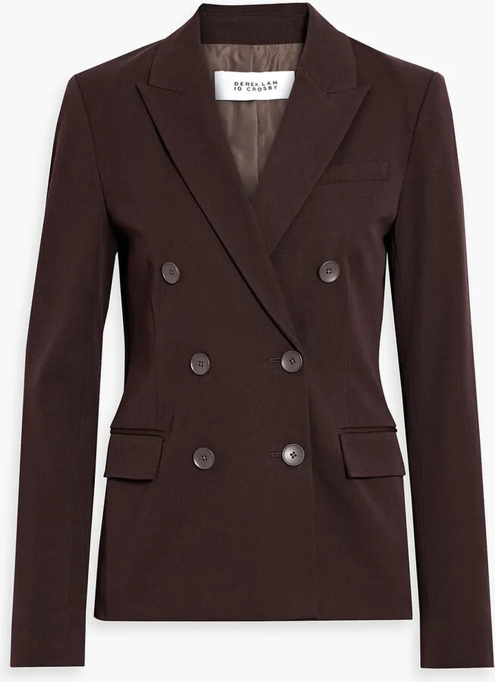 Double-breasted cotton-blend twill blazer