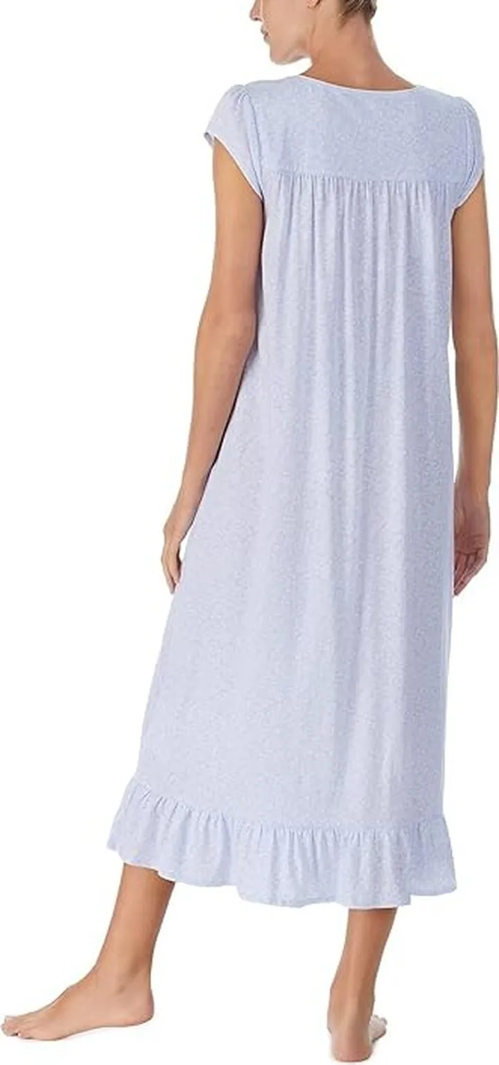 Eileen West 48 Cap Sleeve Gown (Blue Floral) Women's Pajama