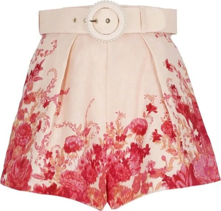 Zimmermann High Tide Belted Tuck Shorts