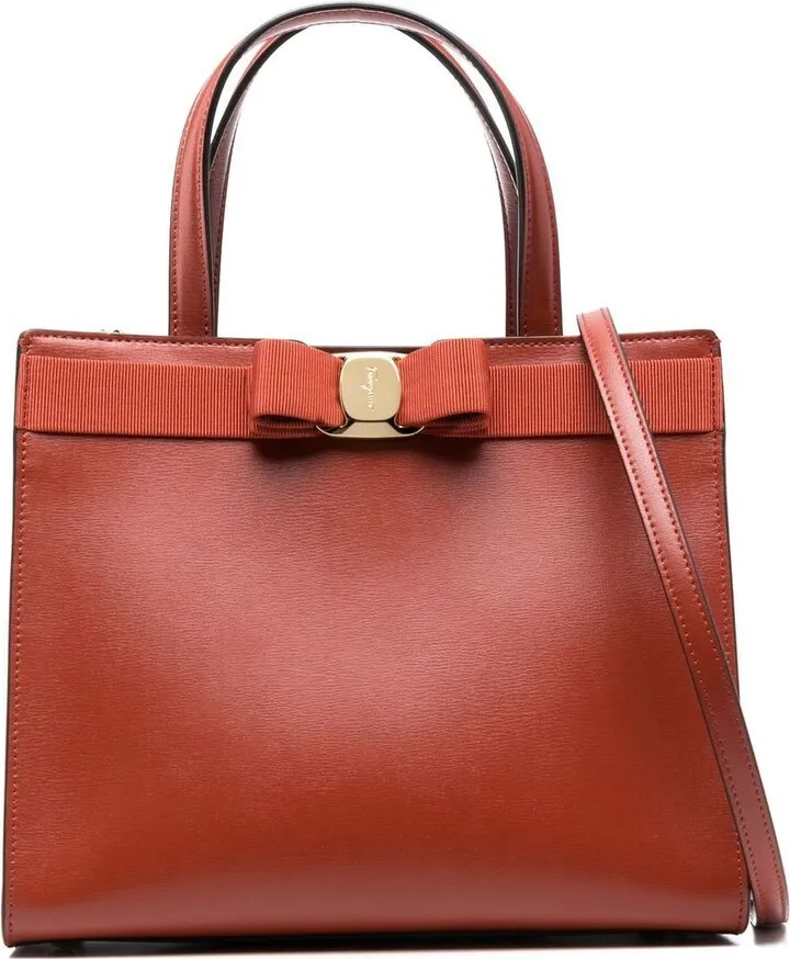 Bow-Detail Calf Leather Tote Bag