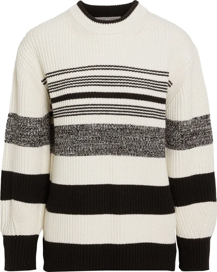 Lofty striped ribbed cotton and cashmere-blend sweater