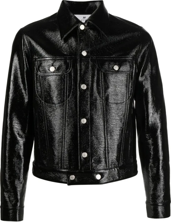 Faux-Leather Button-Up Jacket