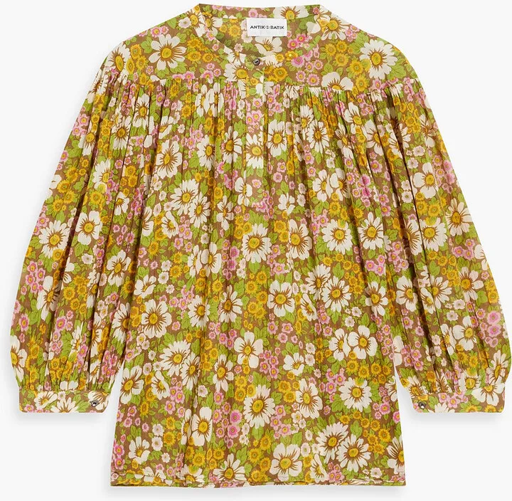 Aline floral-print cotton-georgette blouse