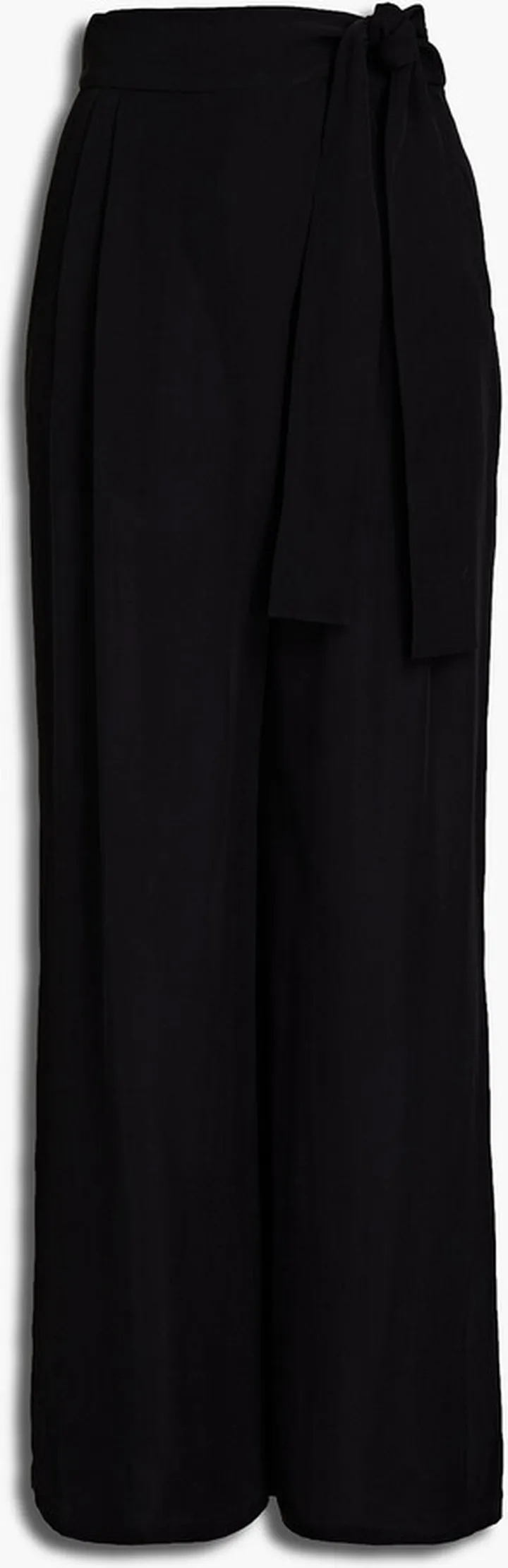 Wrap-effect crepe wide-leg pants