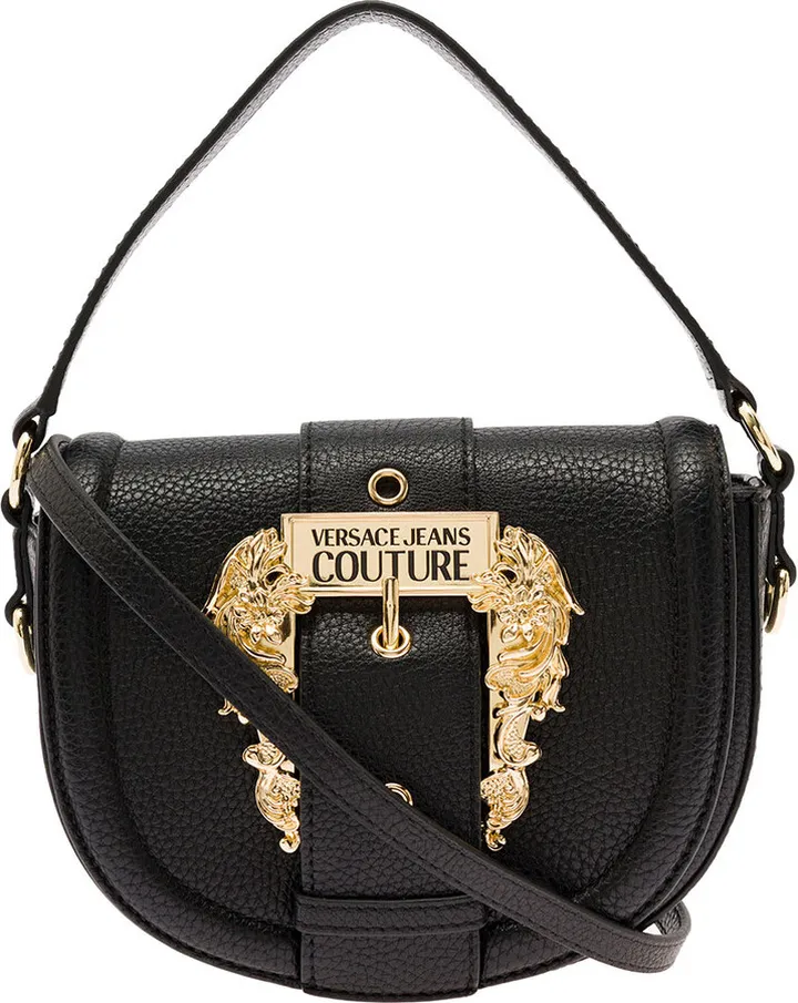 Black Crossbody Bag In Leatherette With Baroque Maxi Buckle Woman