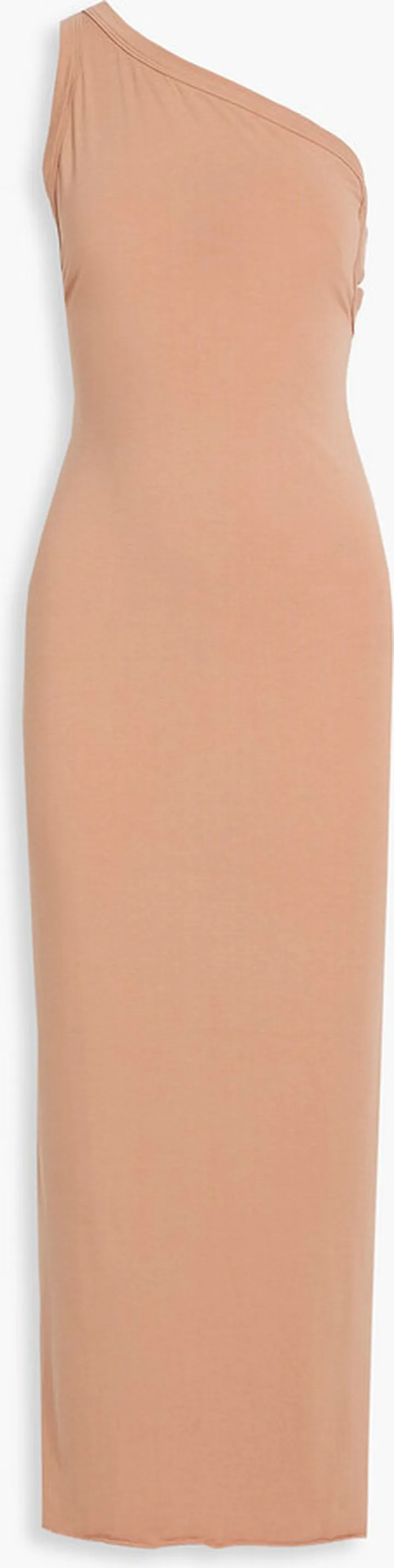 One-shoulder stretch cotton and modal-blend jersey maxi dress