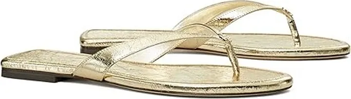 Tory Burch Capri Leather Flip-Flop (Spark Gold) Women's Shoes