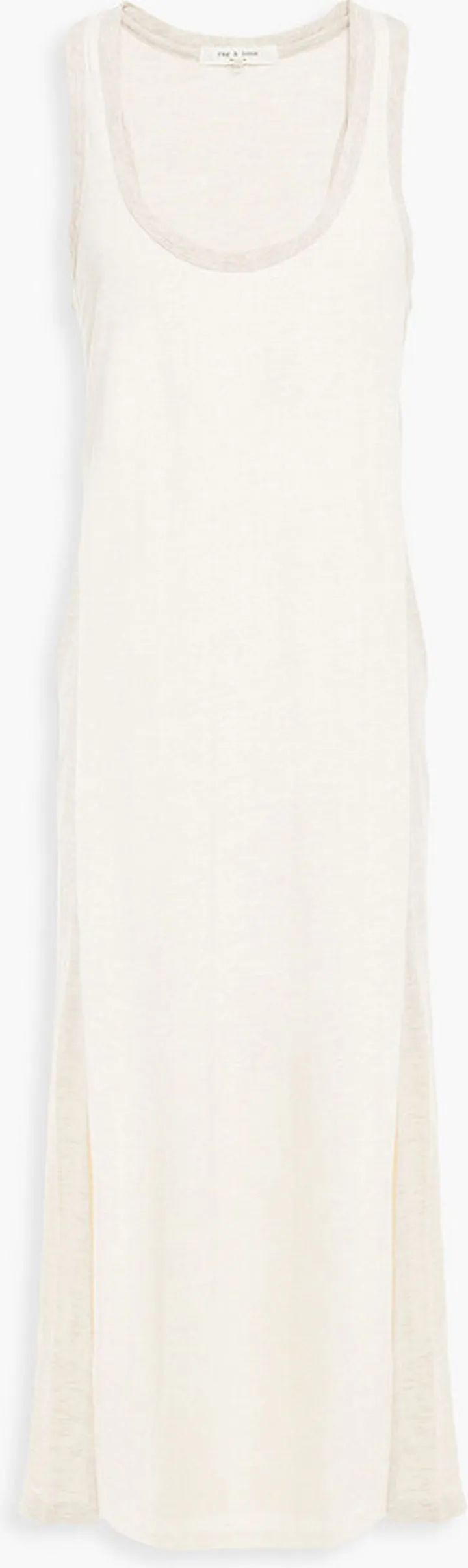Linen-blend jersey midi dress