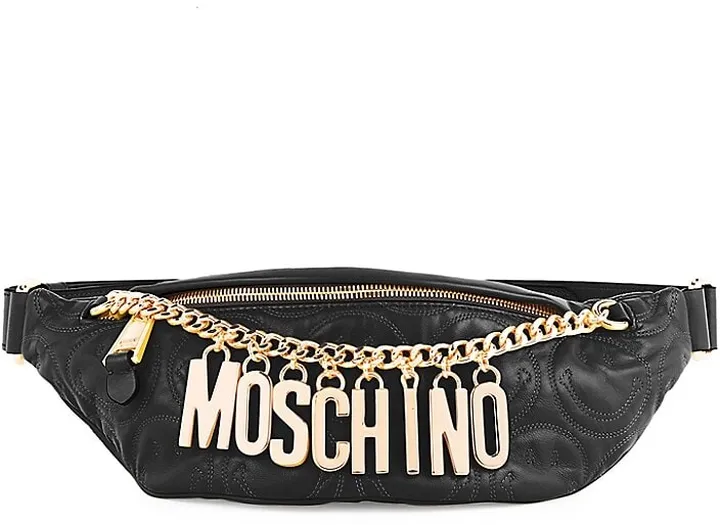 Smiley-Embossed Leather Belt Bag