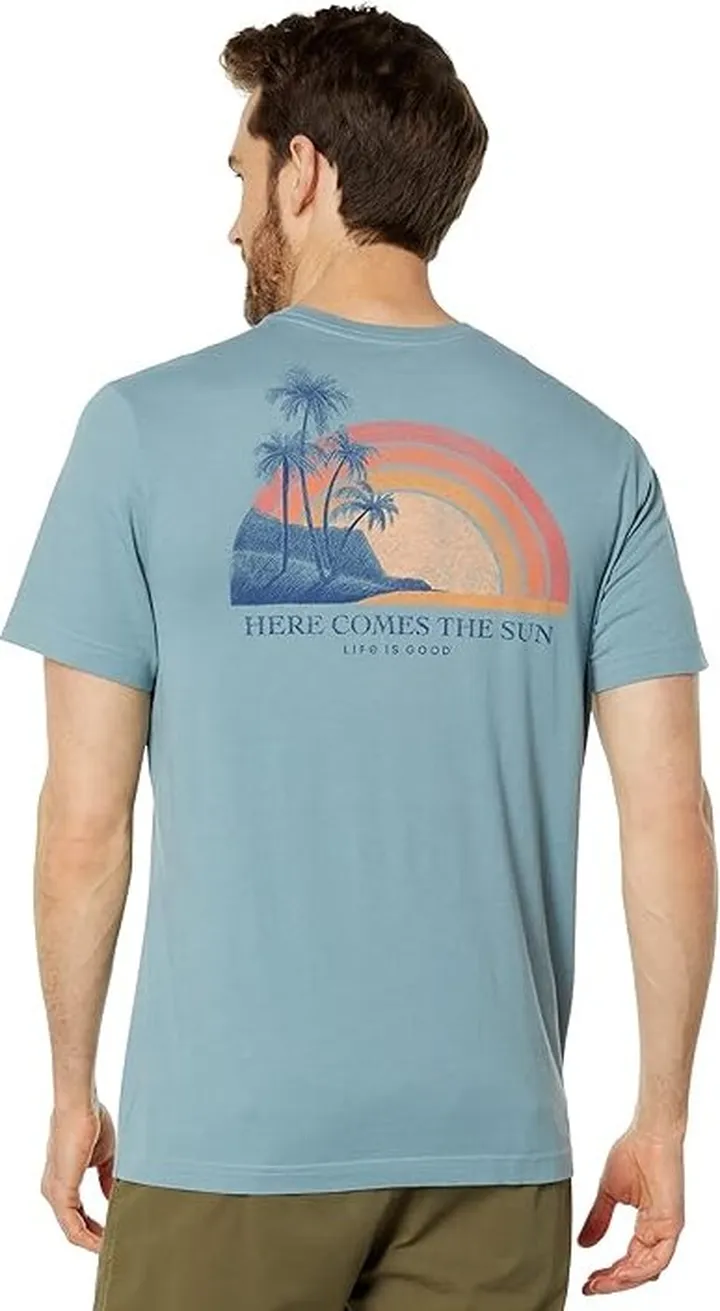 Life is Good Here Comes The Sun Rainbow 2021 Short Sleeve Crusher-Lite Tee (Smoky Blue) Men's T Shirt