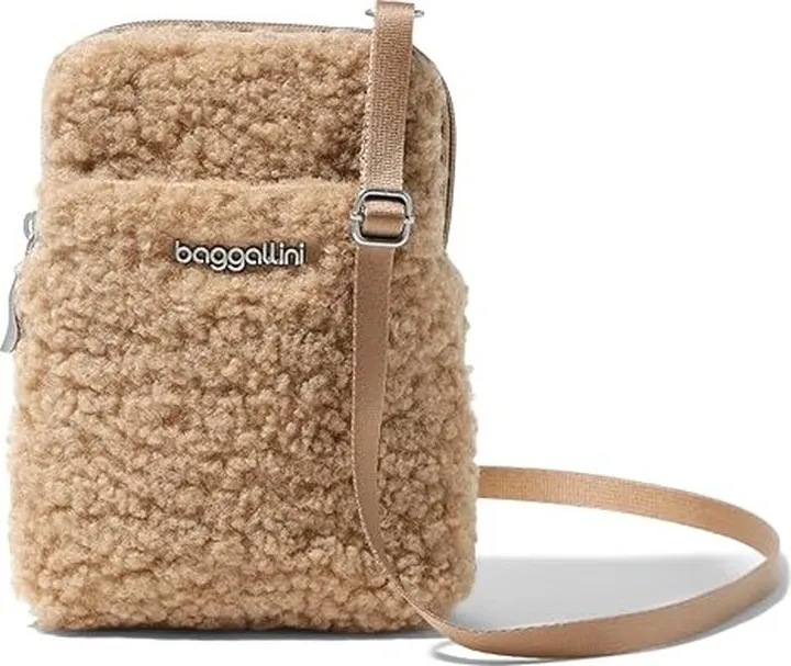 Baggallini Take Two RFID Bryant Crossbody (Taupe Faux Shearling) Handbags