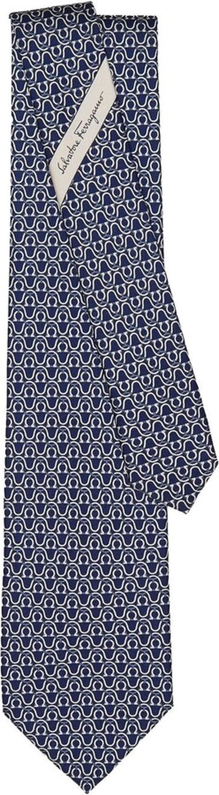 Gancini print silk tie
