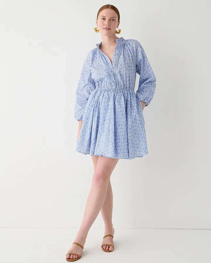 Tall ruffle-collar mini dress in Liberty® D'Anjo Coast fabric