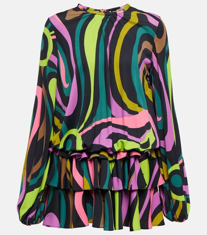 Printed silk-blend dress