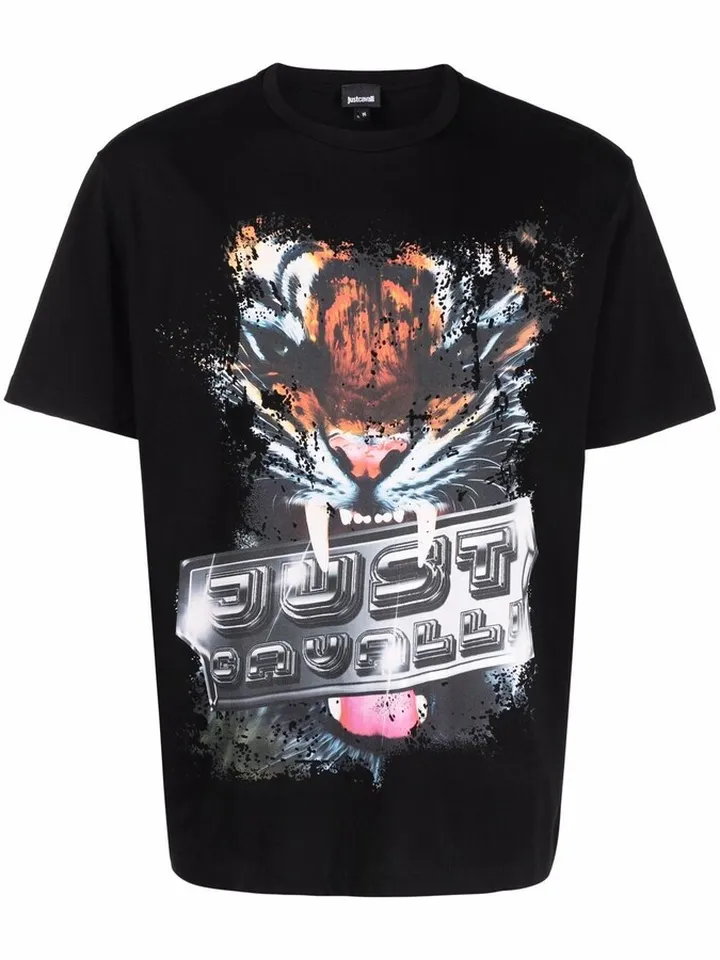 tiger-print short-sleeved T-shirt