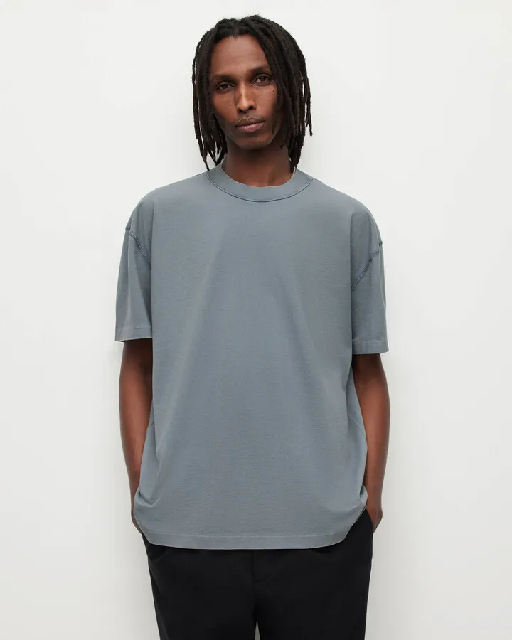 Isac Oversized Crew T-Shirt - Como Blue