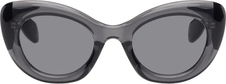 Alexander McQueen Gray Cat-Eye Sunglasses