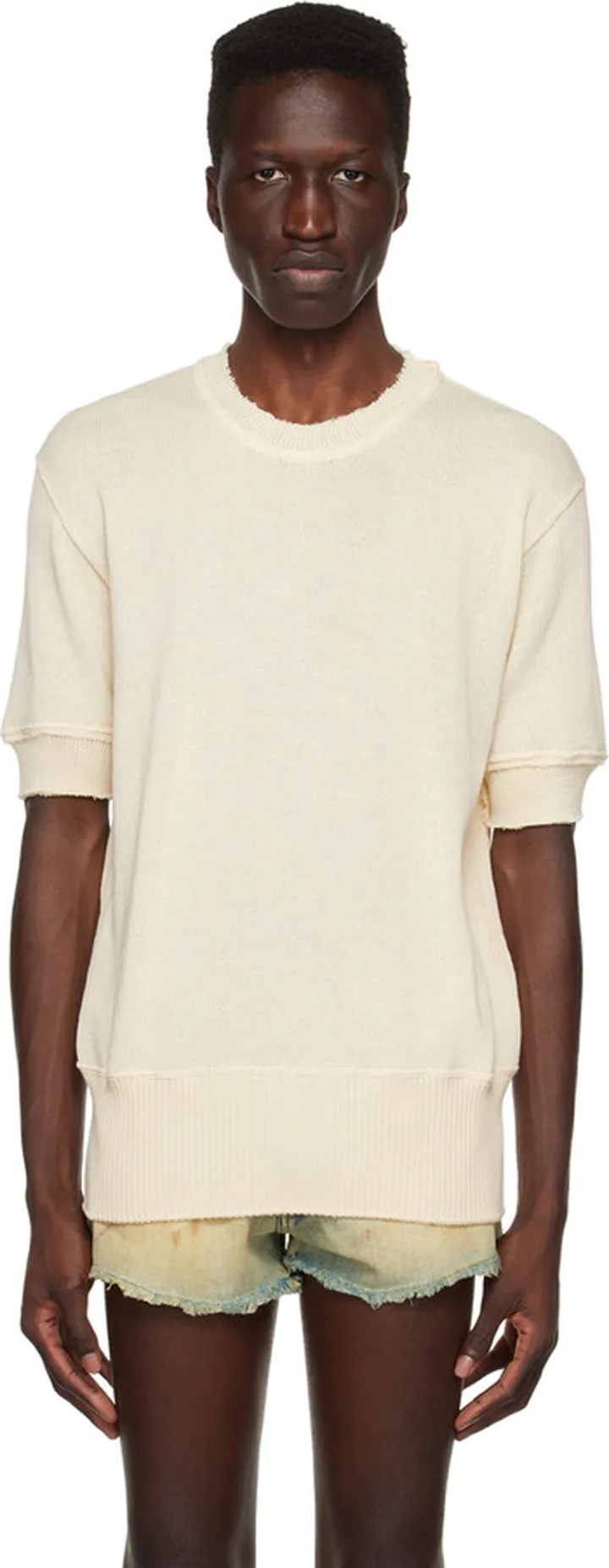 Maison Margiela Off-White Distressed T-Shirt