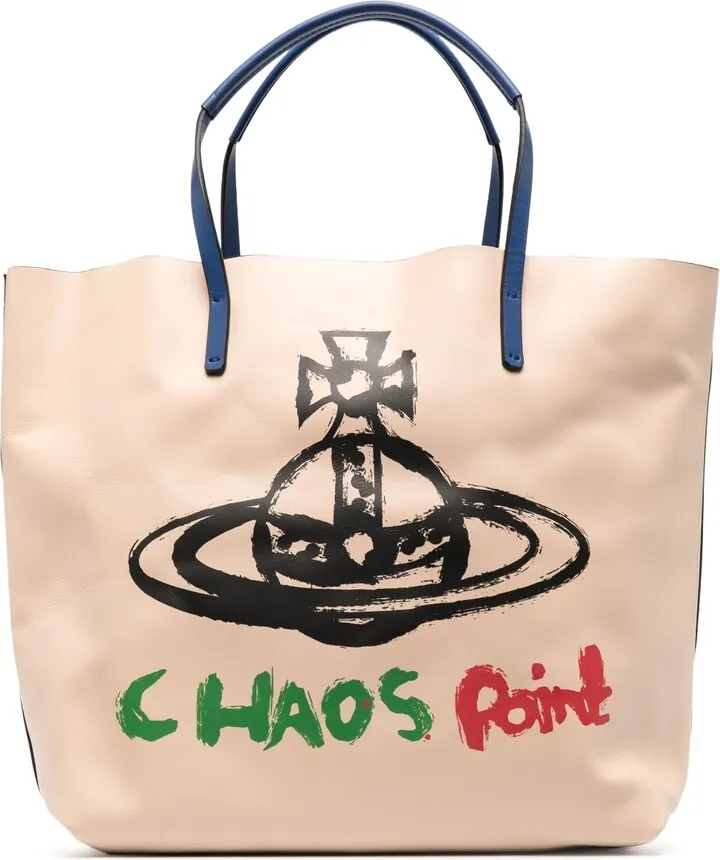 Logo-Print Leather Tote Bag