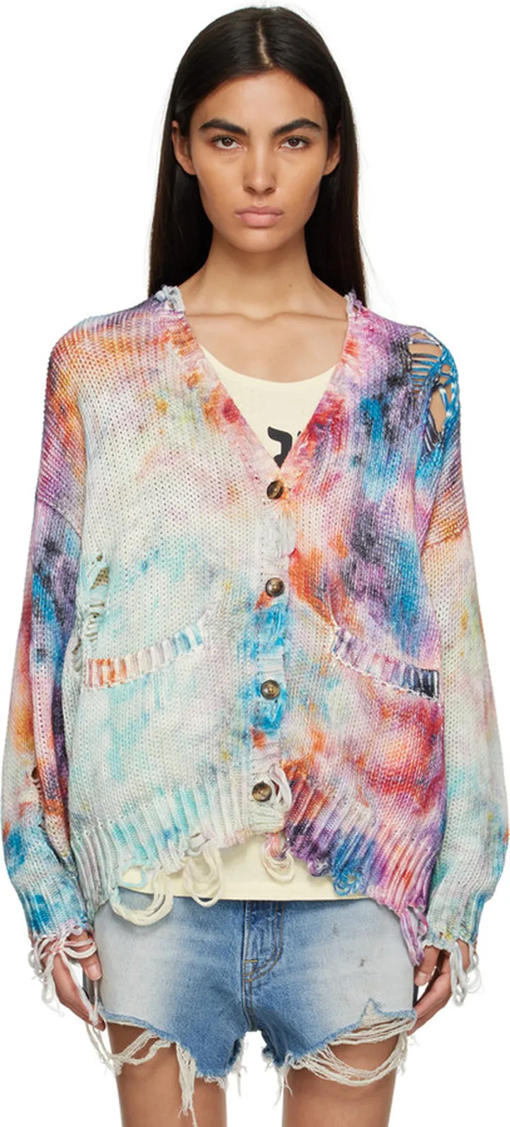 R13 Multicolor Jumbo Tie-Dye Cardigan
