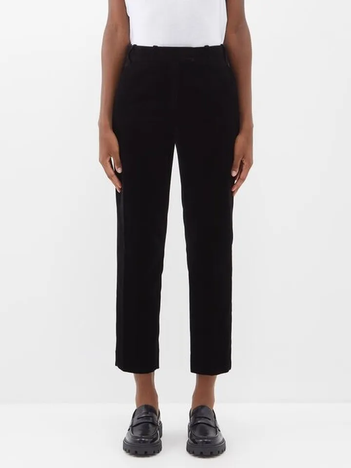 Tatum Velvet Straight-leg Cropped Trousers