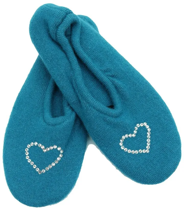 Portolano Ladies Ballerina Slippers With Hotfix Stones Heart