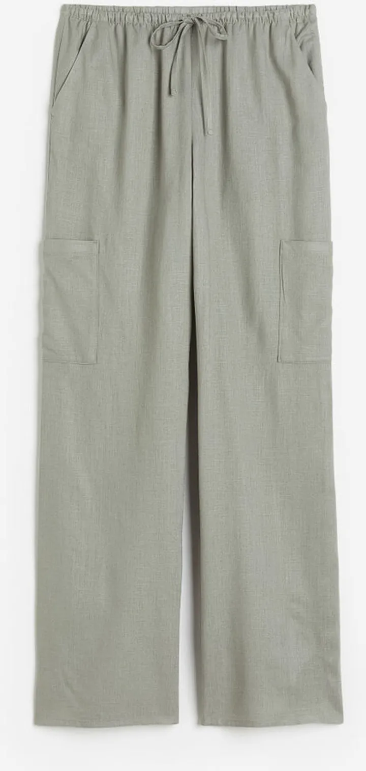 Wide-leg Linen-blend Pants