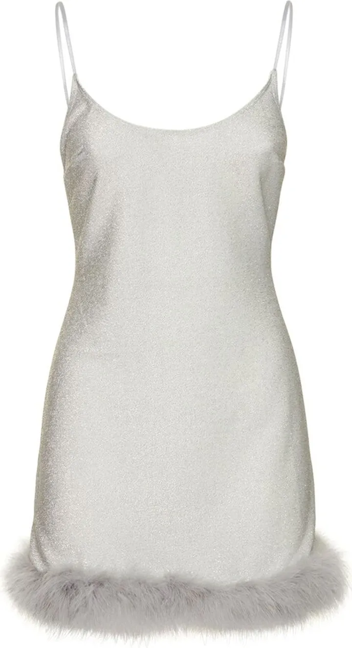 Laure lurex & feathers mini dress