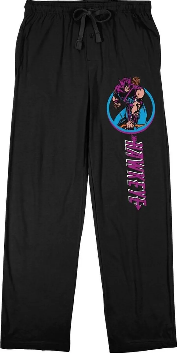 Marvel Comics Presents Hawkeye Classic Men’s Black Sleep Pajama Pants-Medium