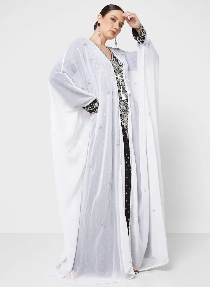 Embellished V- Neck Jalabiya