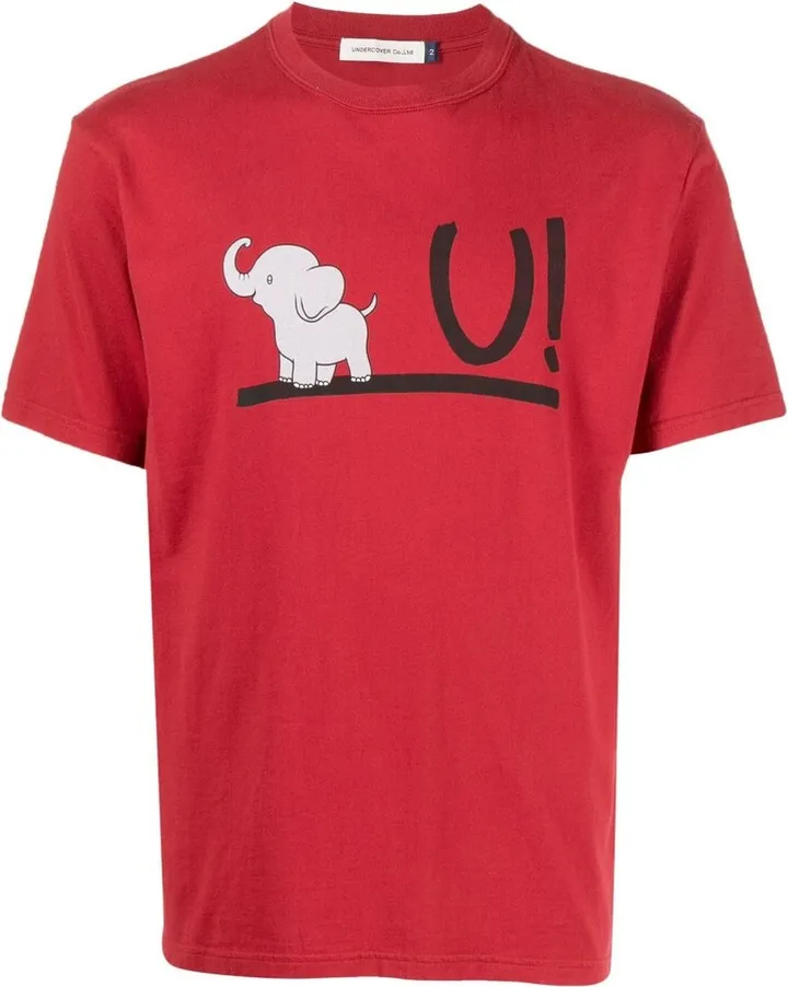 cartoon-print cotton T-shirt