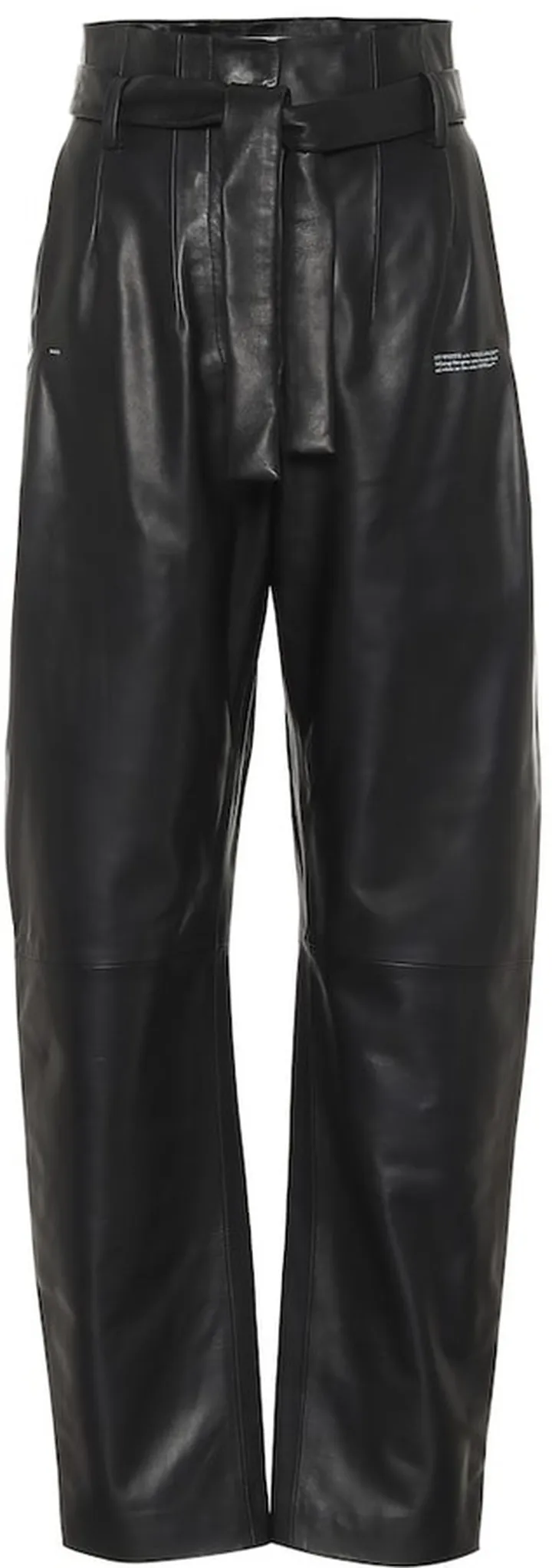 High-rise straight leather pants