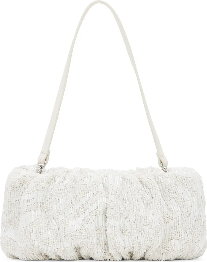 Staud White Beaded Bean Bag