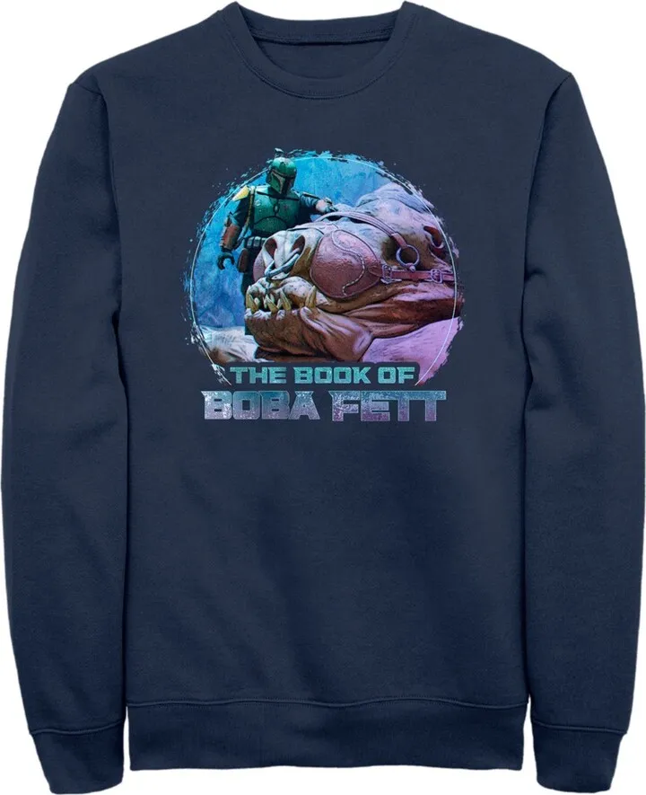 Men's Star Wars: The Book of Boba Fett Rancor and Boba Sweatshirt - Navy Blue - X Large