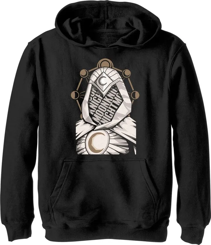 Boy's Marvel: Moon Knight Mask Cutout Pull Over Hoodie - Black - X Large
