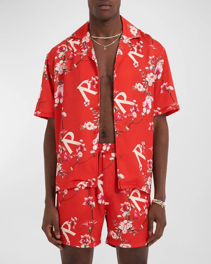 Men's Floral Monogram Camp Shirt