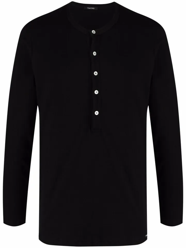 round-neck Henley T-shirt