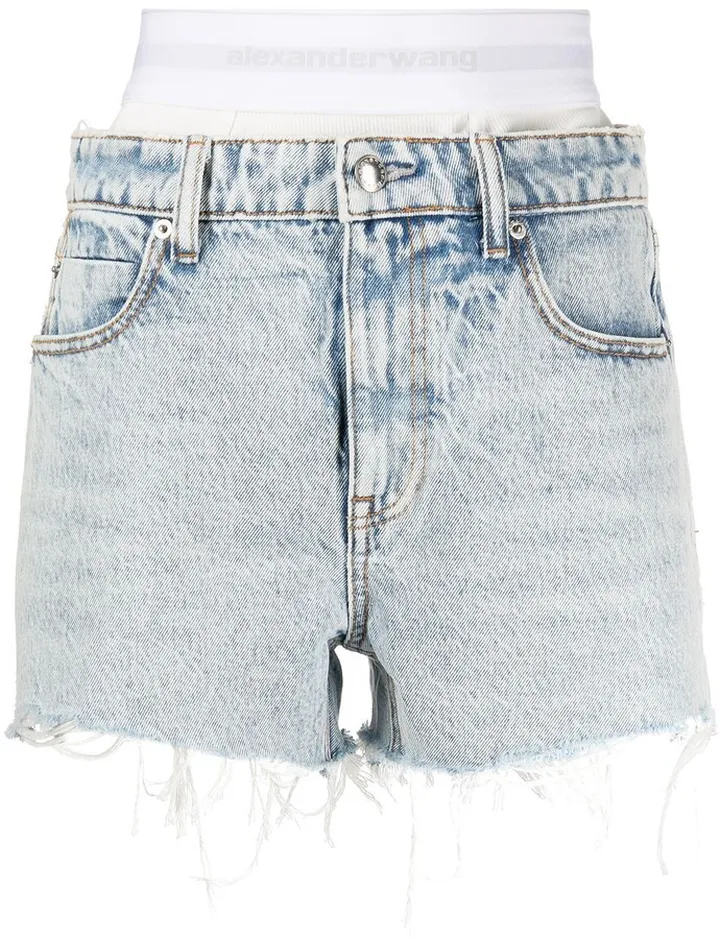 Logo-Waistband Denim Shorts