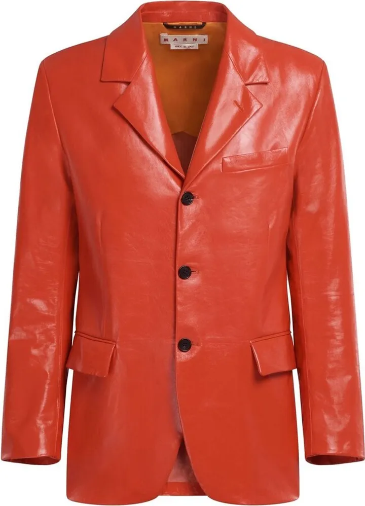 Polished-Finish Leather Jacket